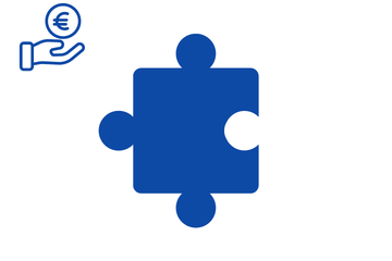 Blaues Puzzleteil mit Icon Gehalt