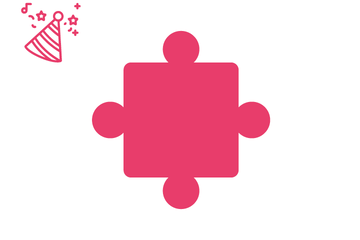 Pinkfarbenes Puzzleteil mit Icon Partyhut