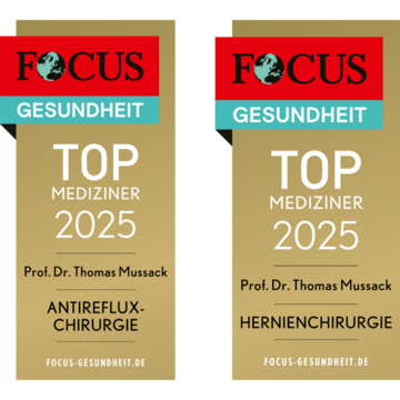 Artemed Klinikum München Süd FOCUS Siegel 2025 Top Mediziner Prof Dr Thomas Mussack Antirefluxchirurgie und Hernienchirurgie