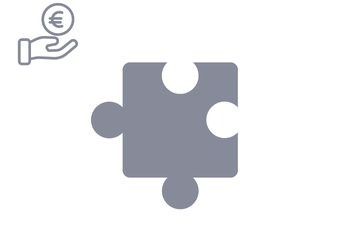 Dunkelgraues Puzzleteil mit Icon Gehalt