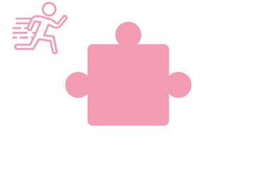 Rosafarbenes Puzzleteil mit Icon rennender Mensch